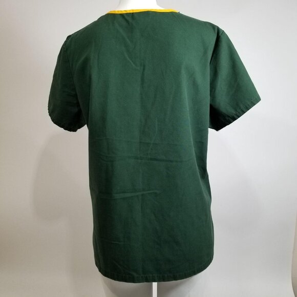 Green Bay Packers Shirt Womens Medium Green Yellow NFL Football Scrub Top Team - Picture 5 of 8